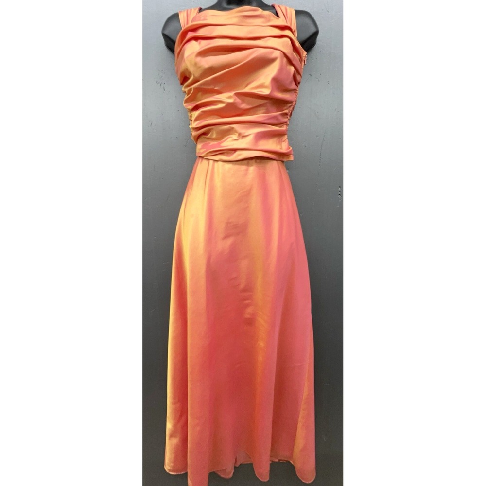 Vtg‎ De Laru Halter Dress Top 10 Skirt 12 Orange Iridescent Whimsy Party 90s Y2K